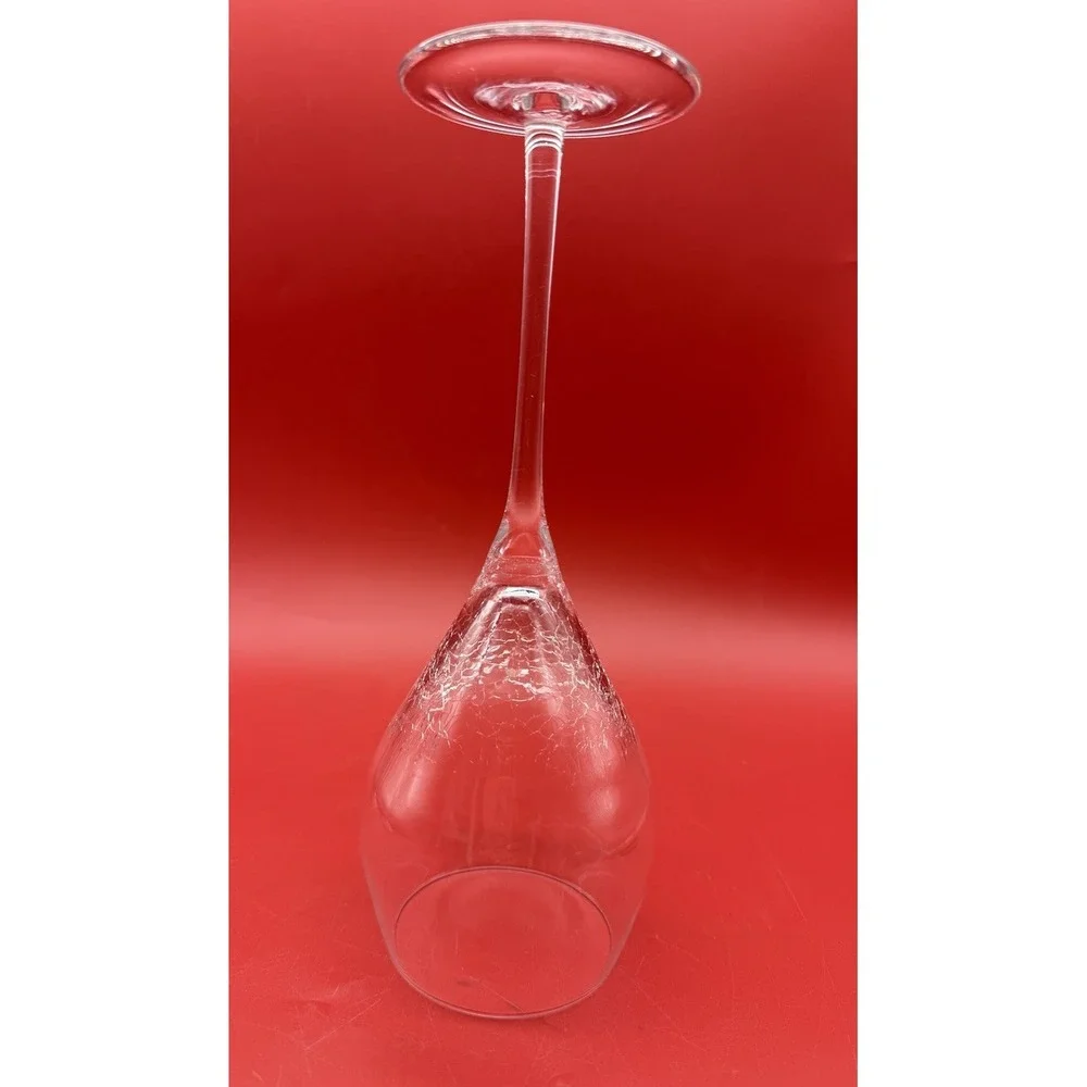 Vintage Pier 1 Reflections Crackle Glass Clear Wine Glass 9.25